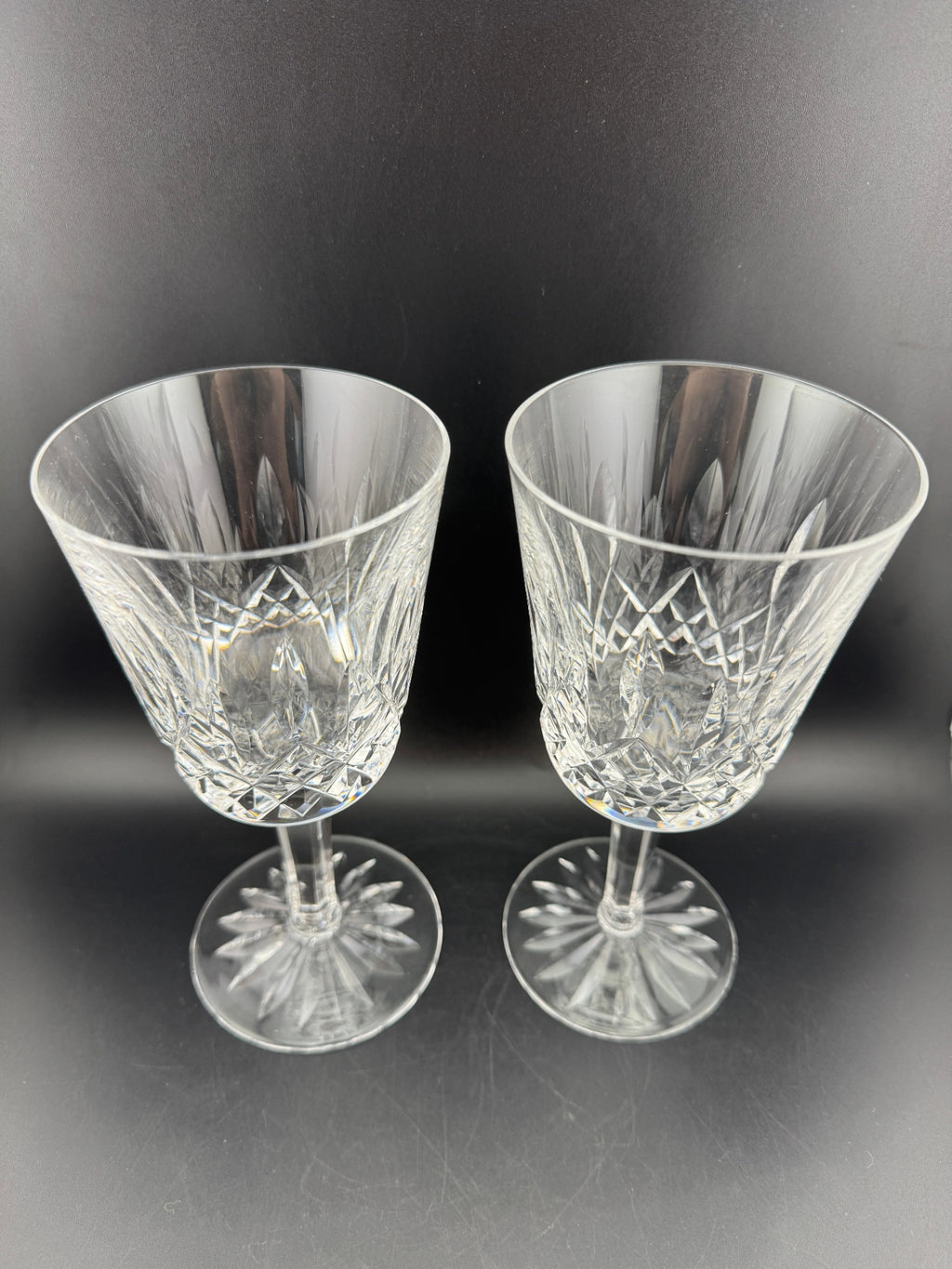 Signed Waterford Crystal Lismore water goblets