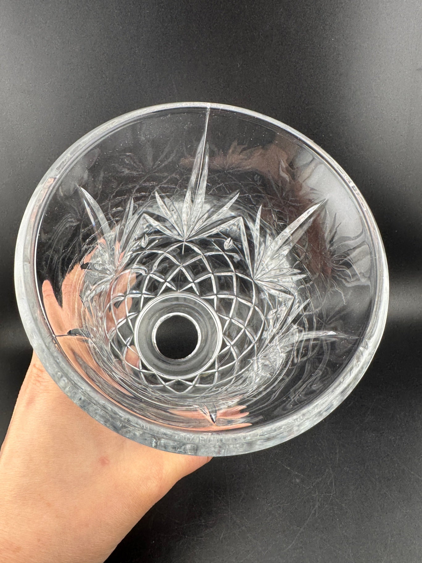 PartyLite "Savannah" pattern 2-piece cut crystal hurricane lamp