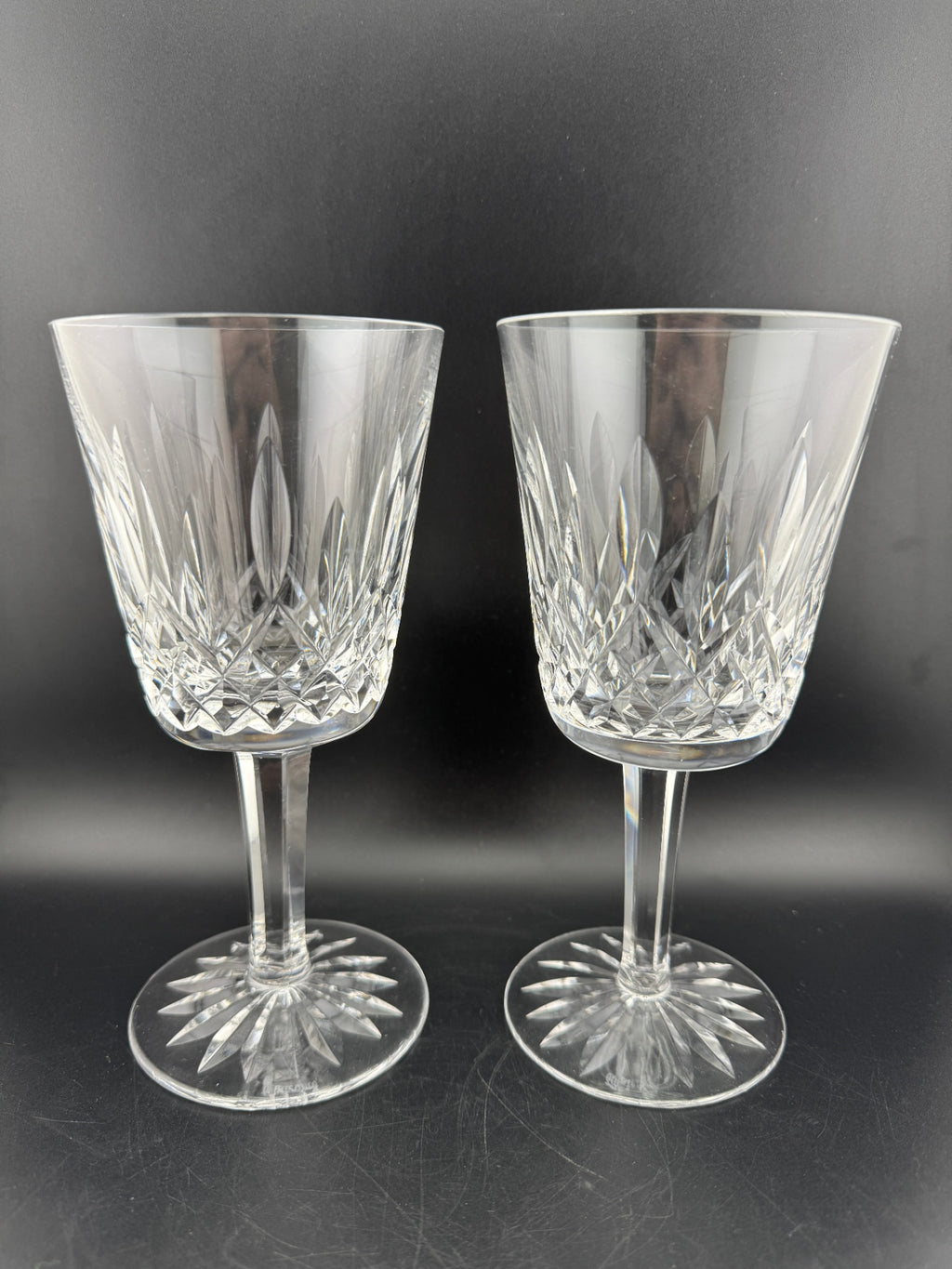 Signed Waterford Crystal Lismore water goblets