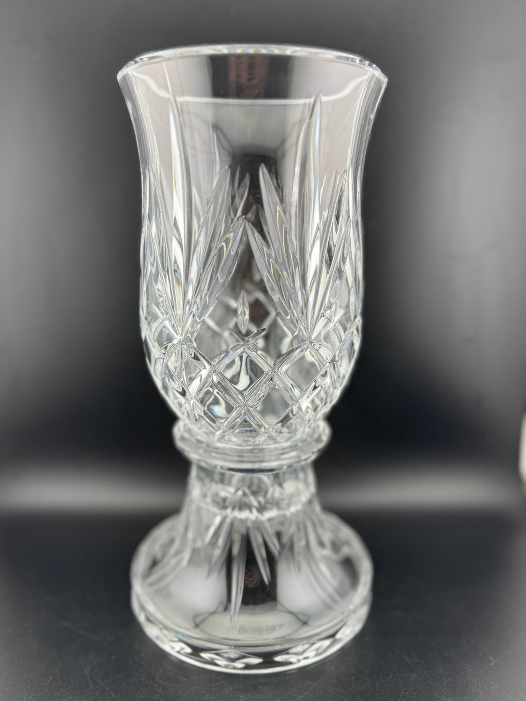 PartyLite "Savannah" pattern 2-piece cut crystal hurricane lamp
