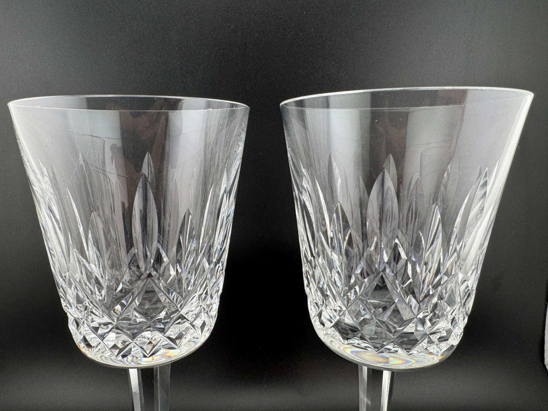 Signed Waterford Crystal Lismore water goblets