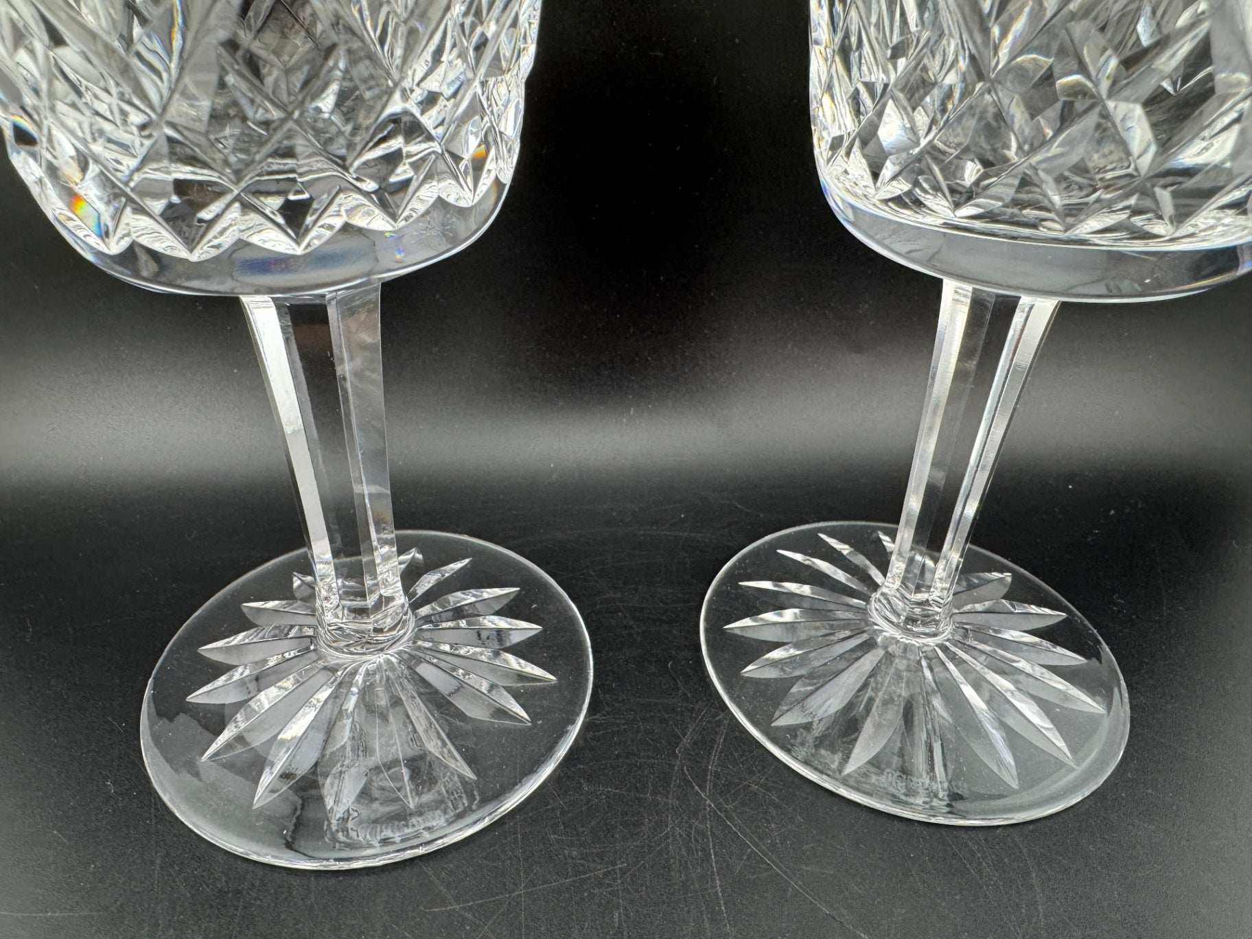 Signed Waterford Crystal Lismore water goblets