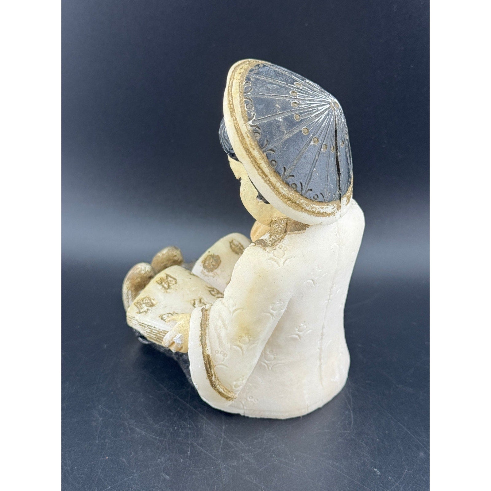 Vintage Salt Stone Little Asian Girl Reading