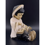 Vintage Salt Stone Little Asian Girl Reading