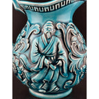 Vintage Japanese Majolica Teal Blue Pitcher