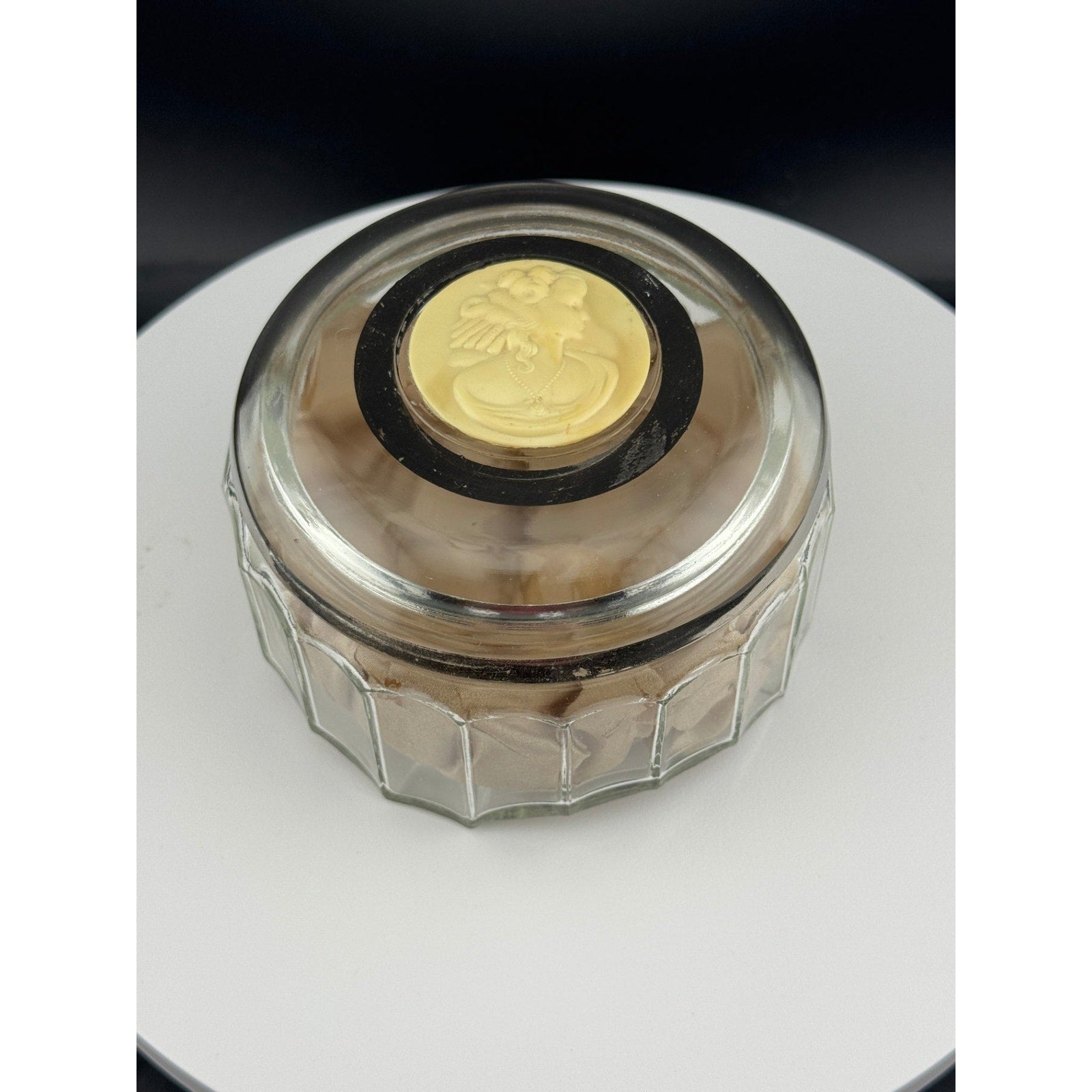 Vintage Celluloid Cameo Dresser Jar