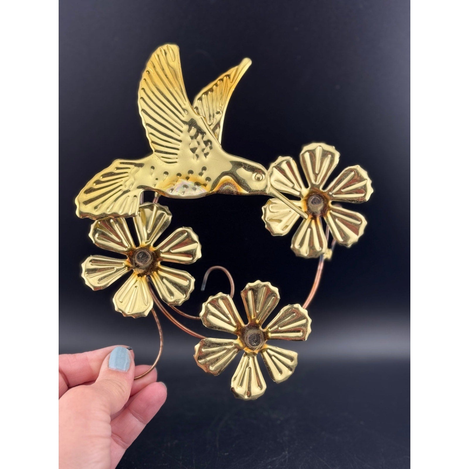 3-Piece Brass Hummingbird Wall Hangers