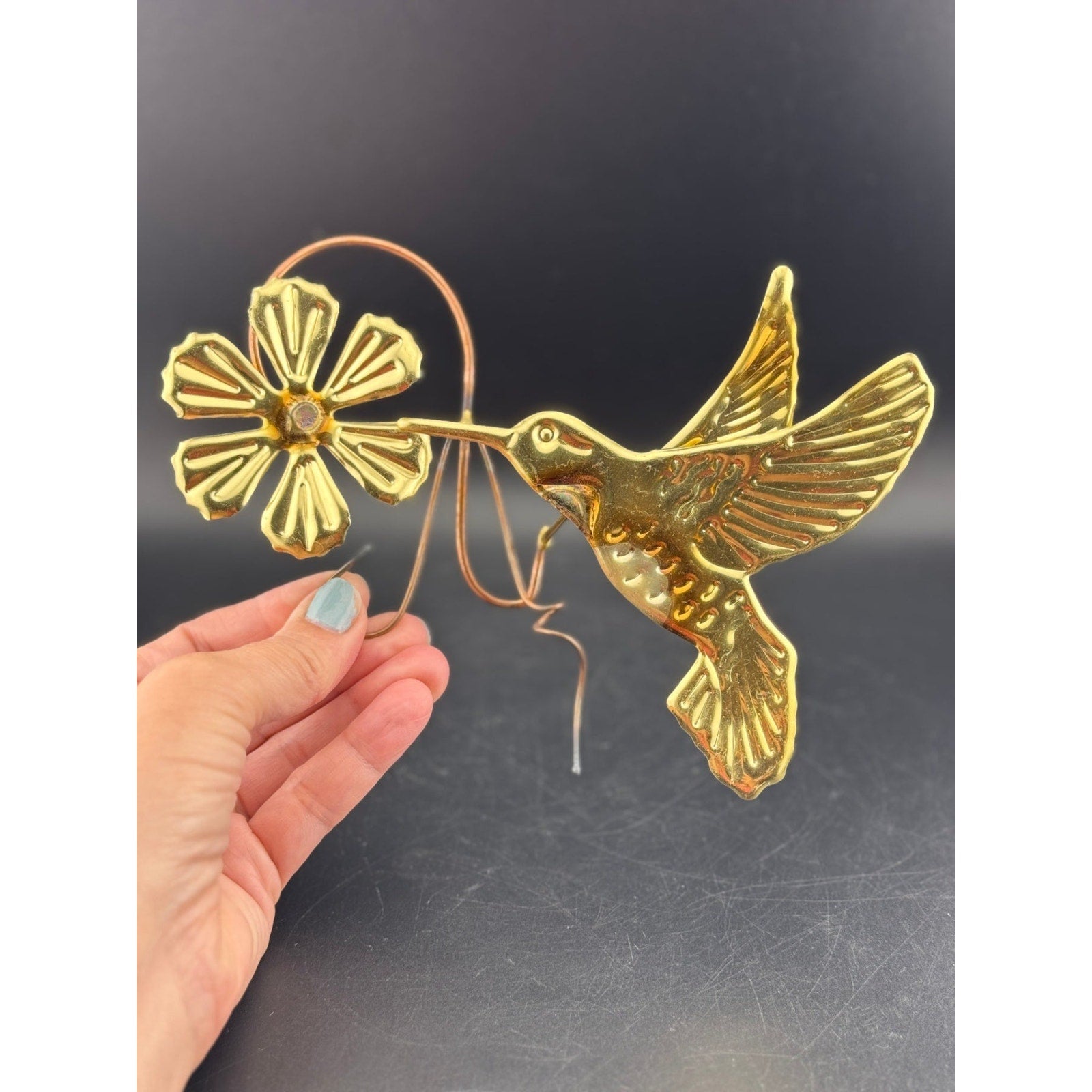 3-Piece Brass Hummingbird Wall Hangers
