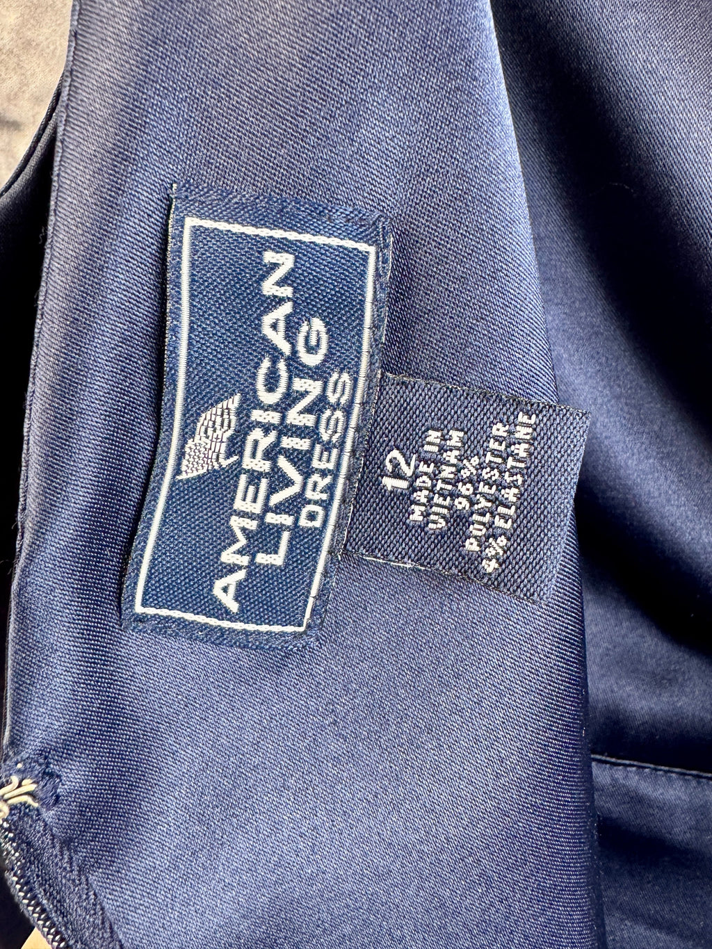 American Living Navy Satin Dress - Image 5