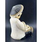 Vintage Salt Stone Little Asian Girl Reading