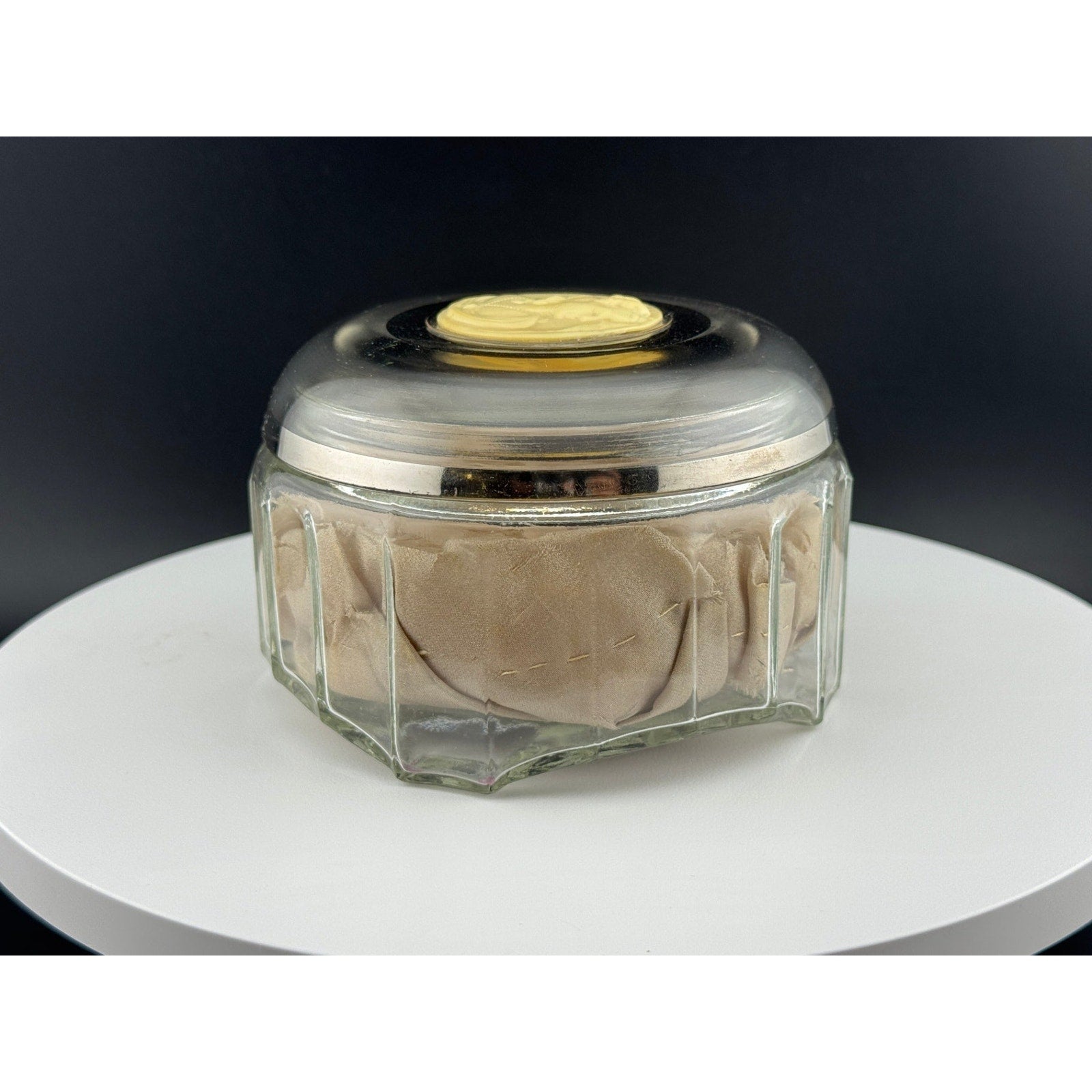 Vintage Celluloid Cameo Dresser Jar