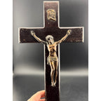 Vintage Wooden Crucifix with Metal Jesus