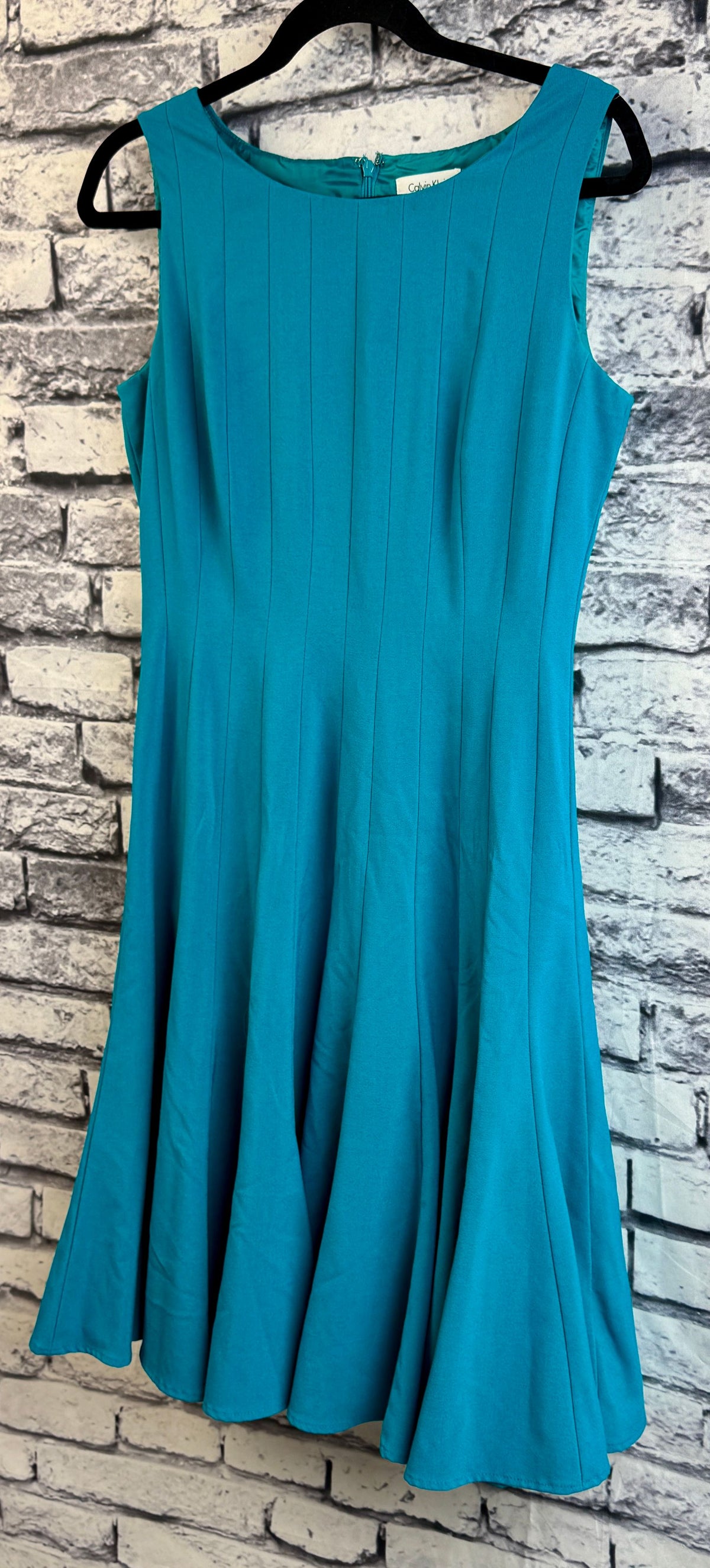 Calvin Klein Teal Pleated Dress - Image 3