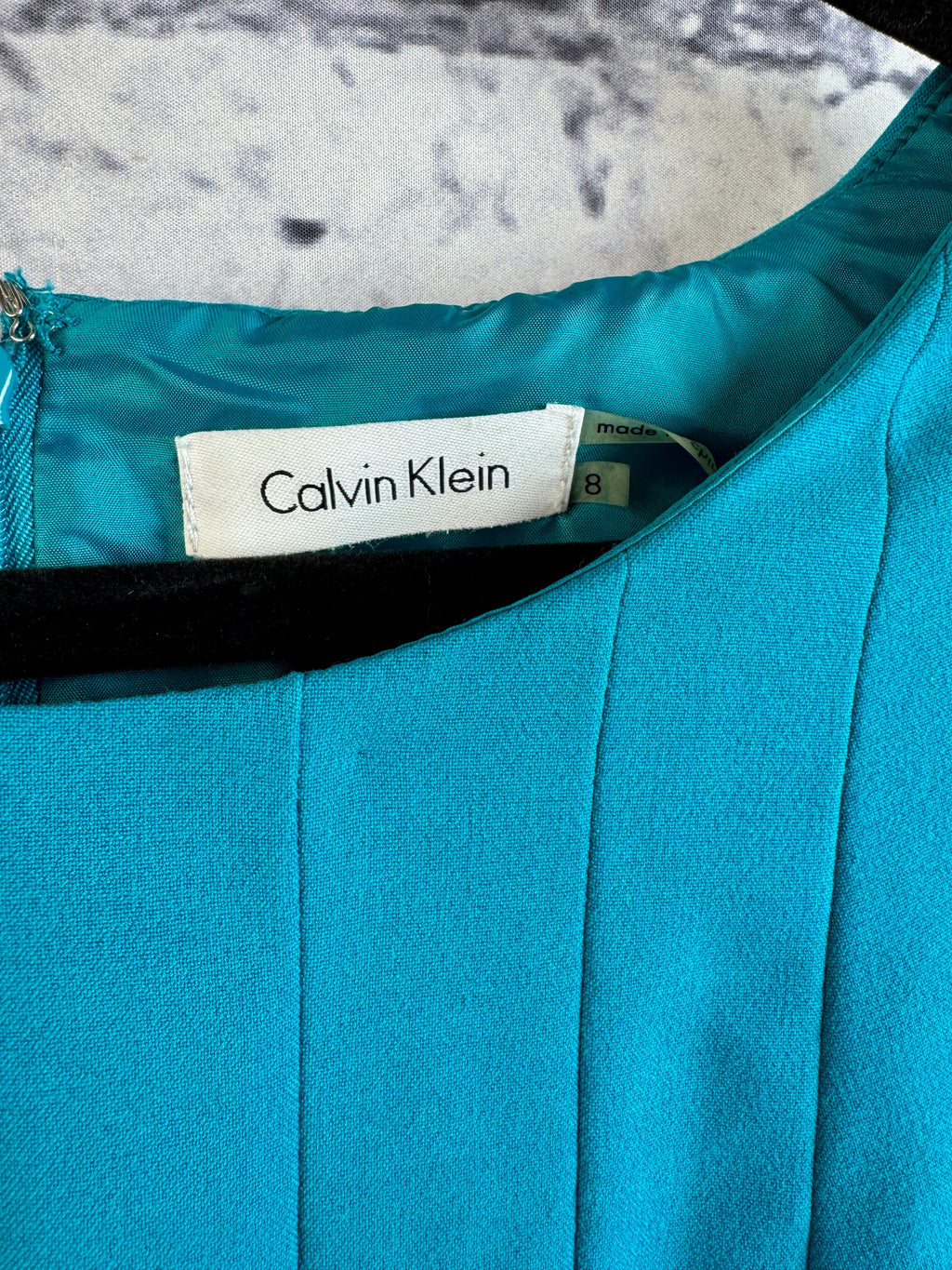 Calvin Klein Teal Pleated Dress - Image 4