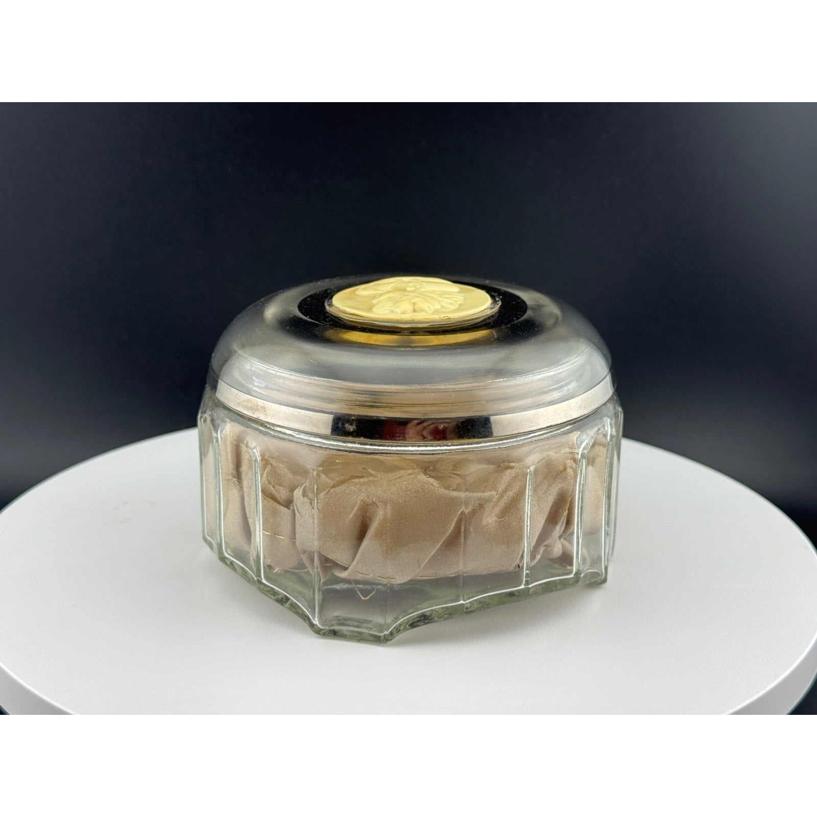 Vintage Celluloid Cameo Dresser Jar