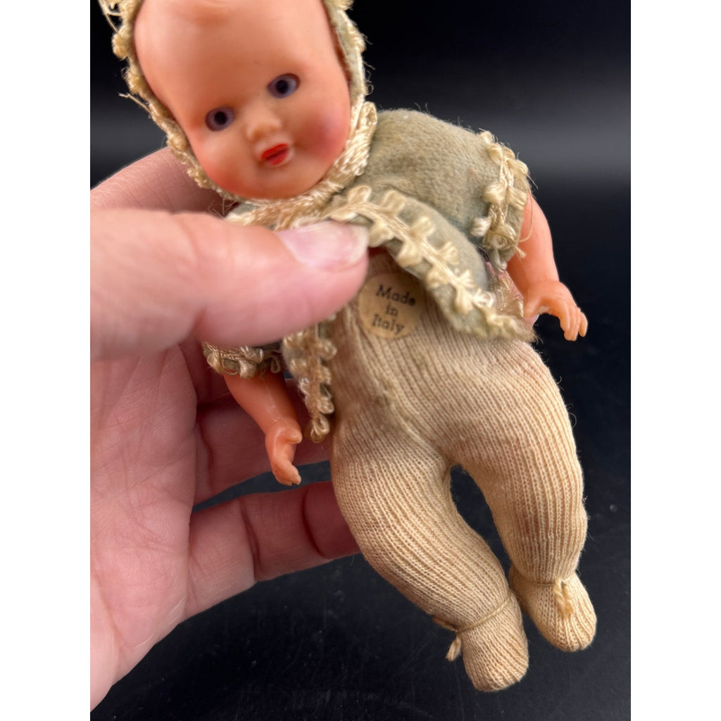 Antique Miniature Baby Doll in Cradle