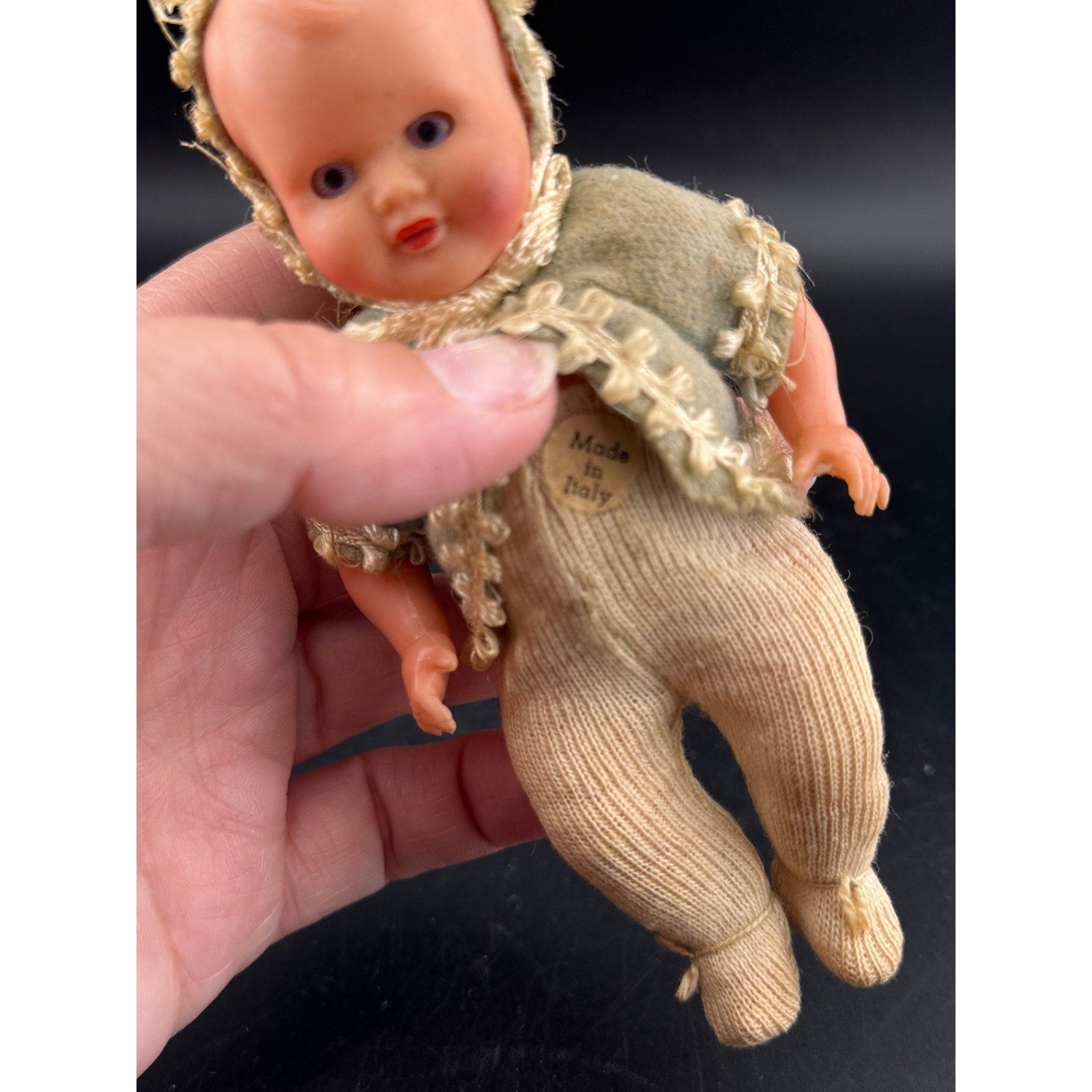 Antique Miniature Baby Doll in Cradle