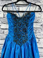 VTG 80's Gunne Sax Blue Dress - Image 4