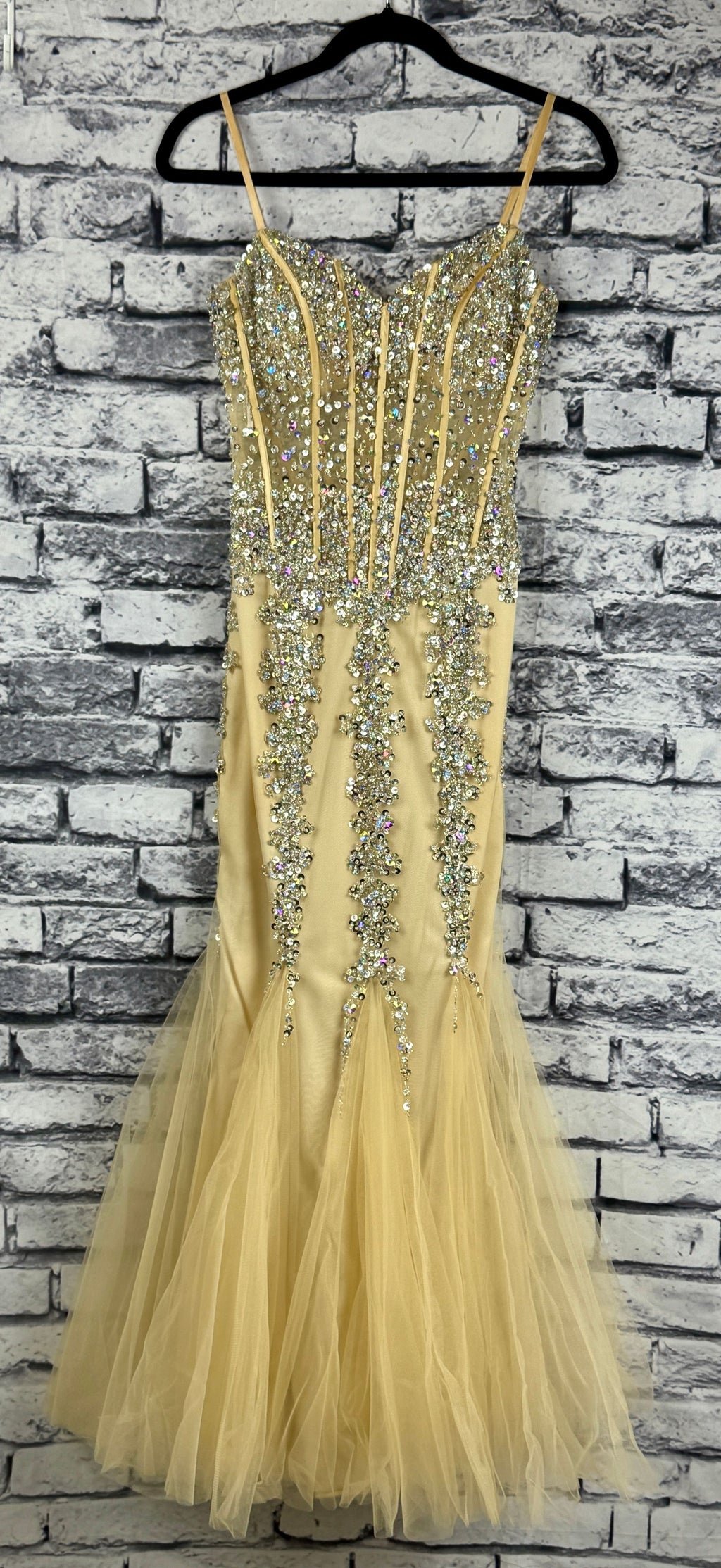 Jovani Champagne Sparkle Gown - Image 1