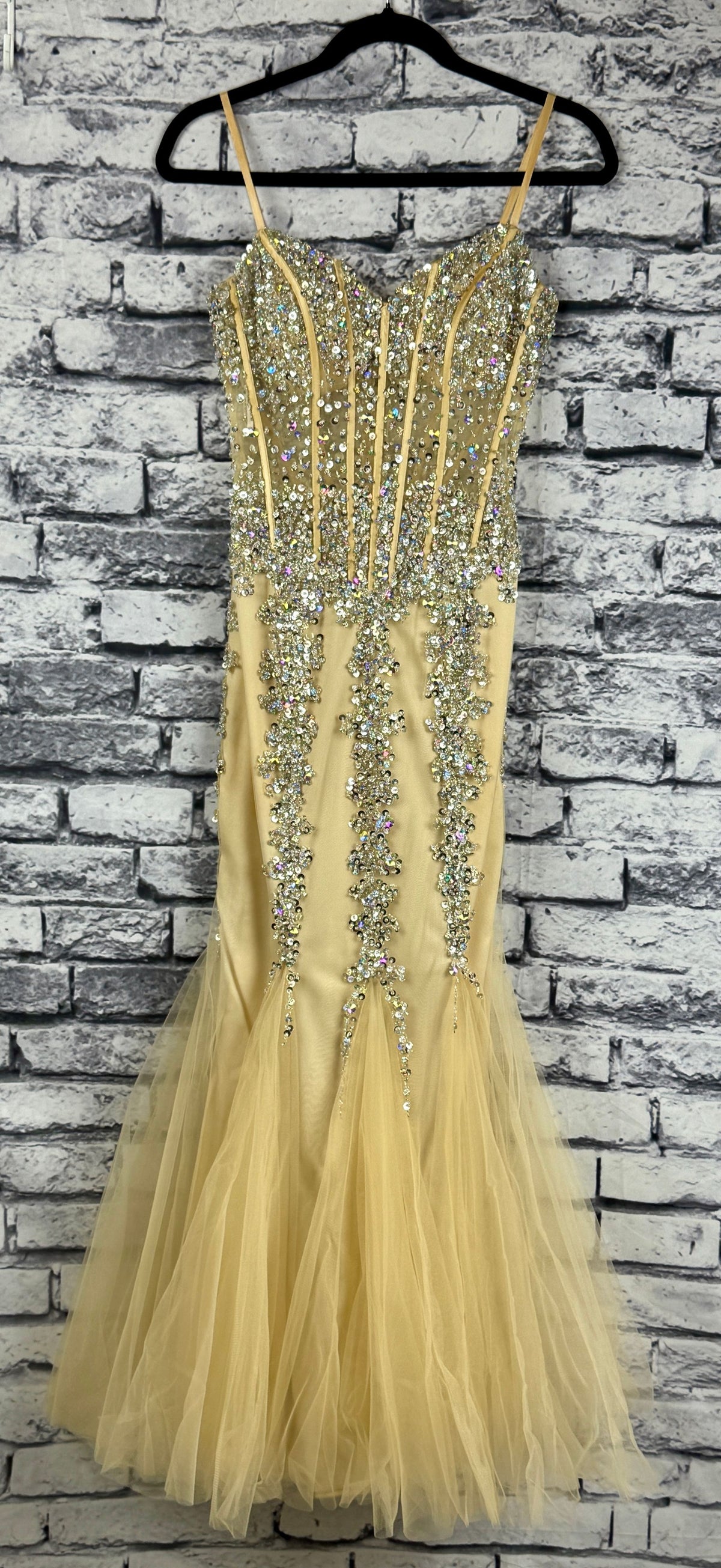 Jovani Champagne Sparkle Gown - Image 1