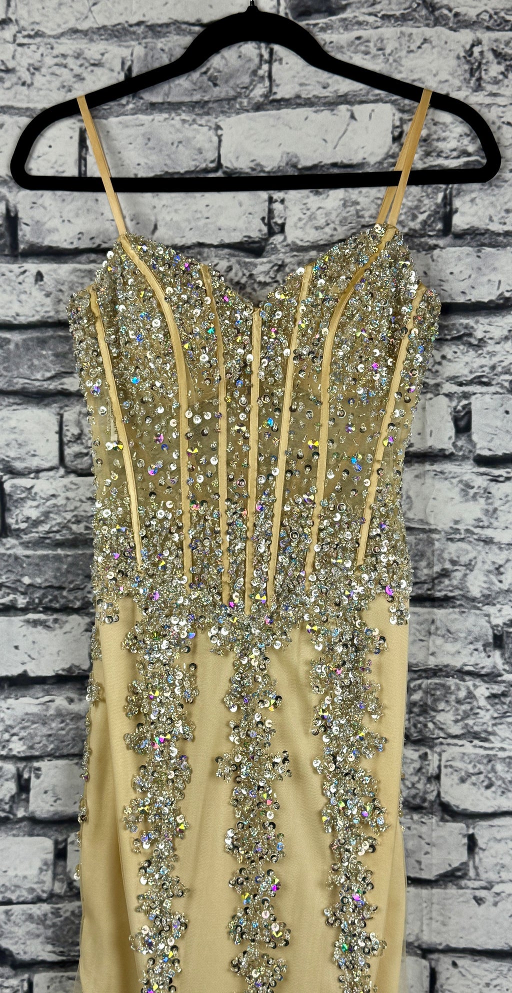 Jovani Champagne Sparkle Gown - Image 3