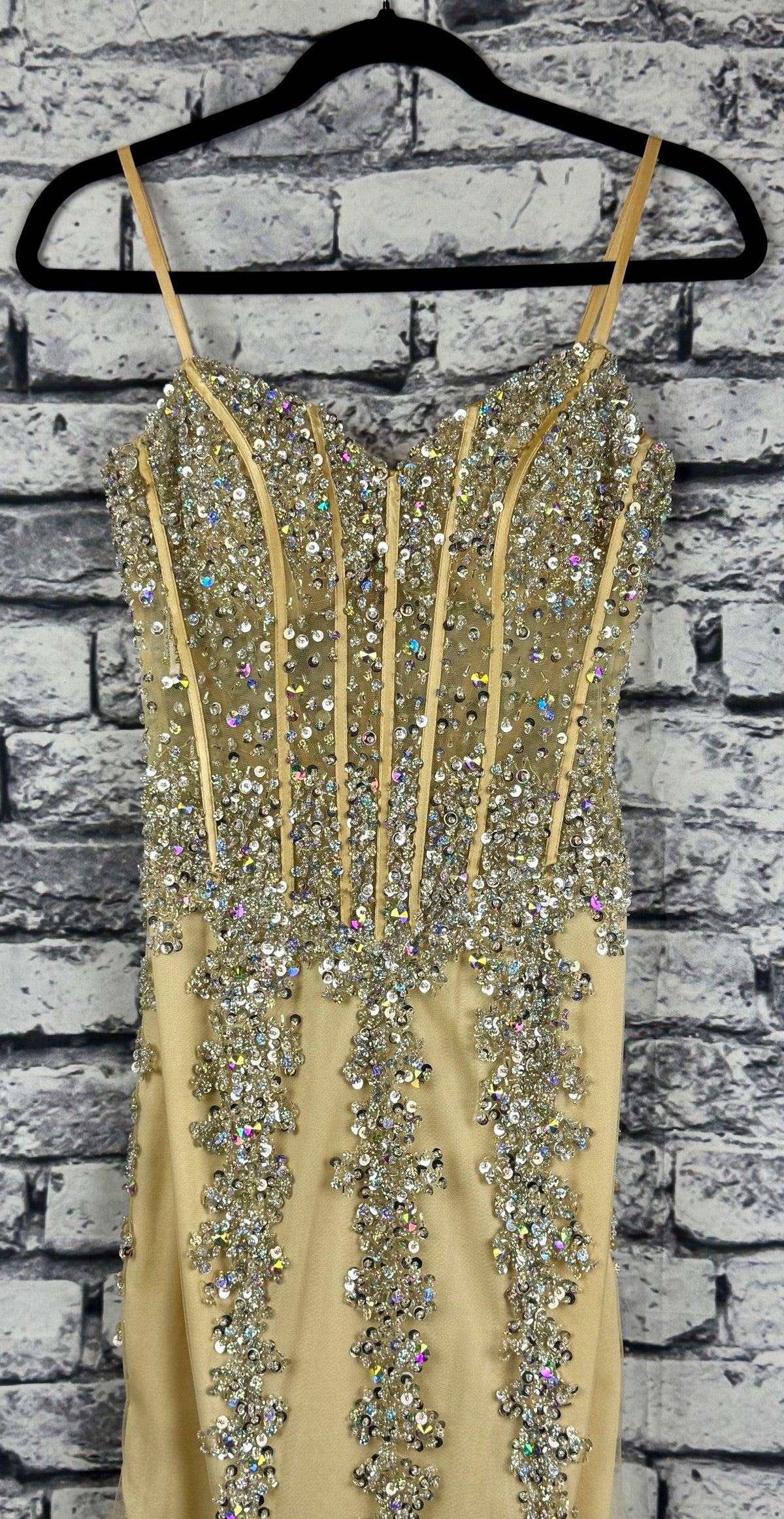 Jovani Champagne Sparkle Gown - Image 3