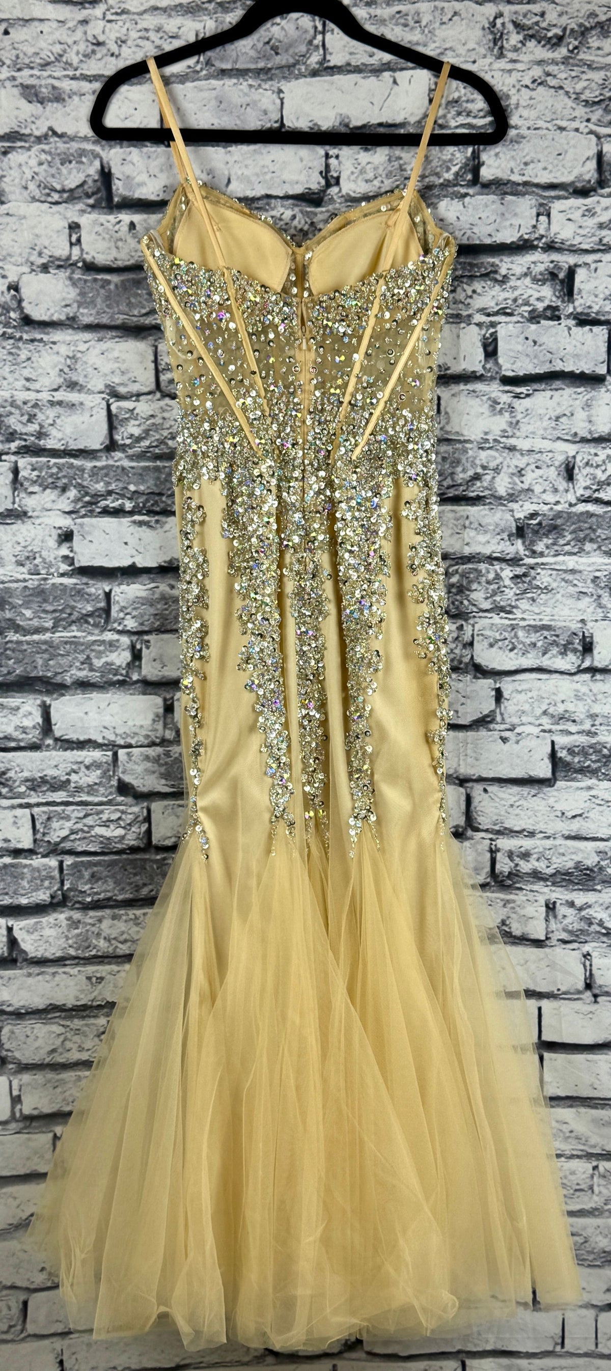 Jovani Champagne Sparkle Gown - Image 5