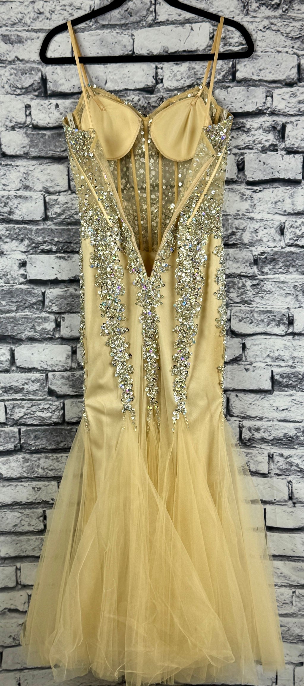 Jovani Champagne Sparkle Gown - Image 8