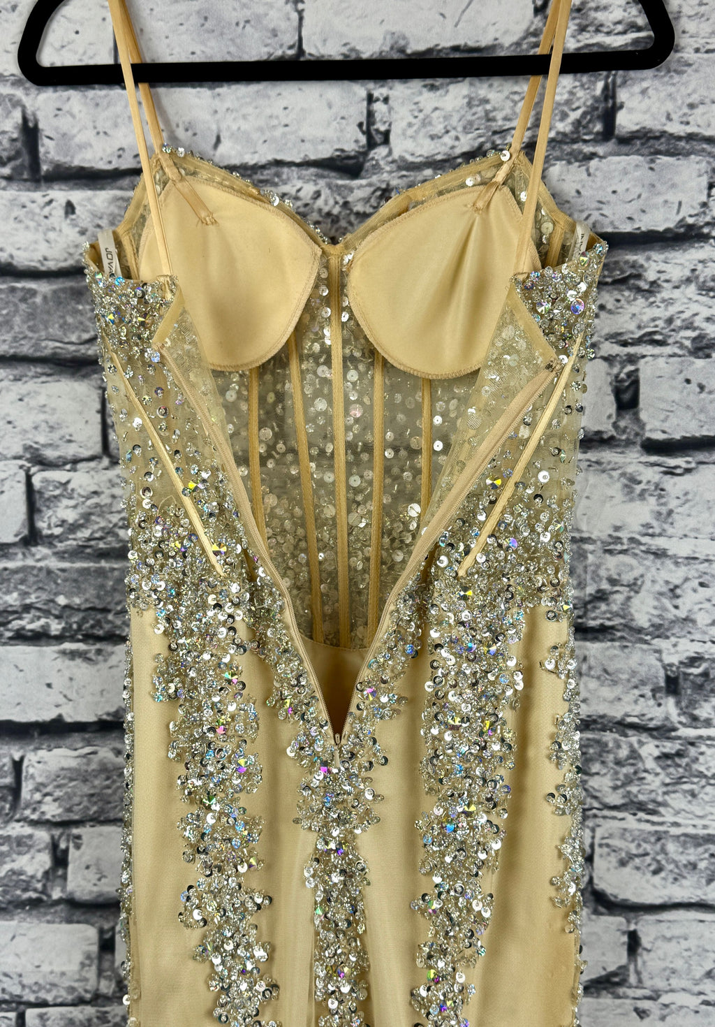 Jovani Champagne Sparkle Gown - Image 9