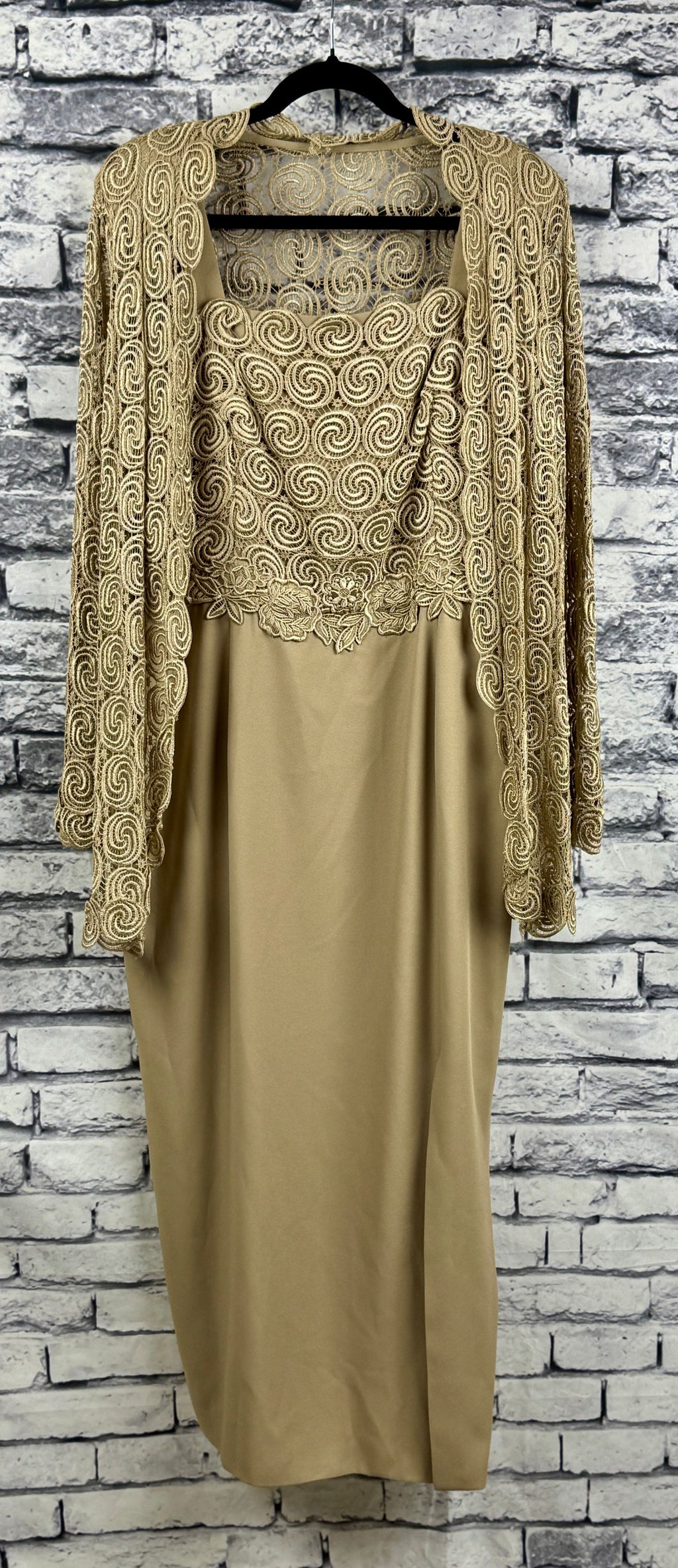 Jovani Tan Lace Dress w/Jacket - Image 1