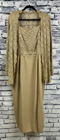 Jovani Tan Lace Dress w/Jacket - Image 1