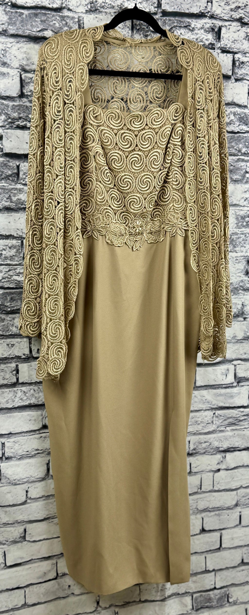 Jovani Tan Lace Dress w/Jacket - Image 2