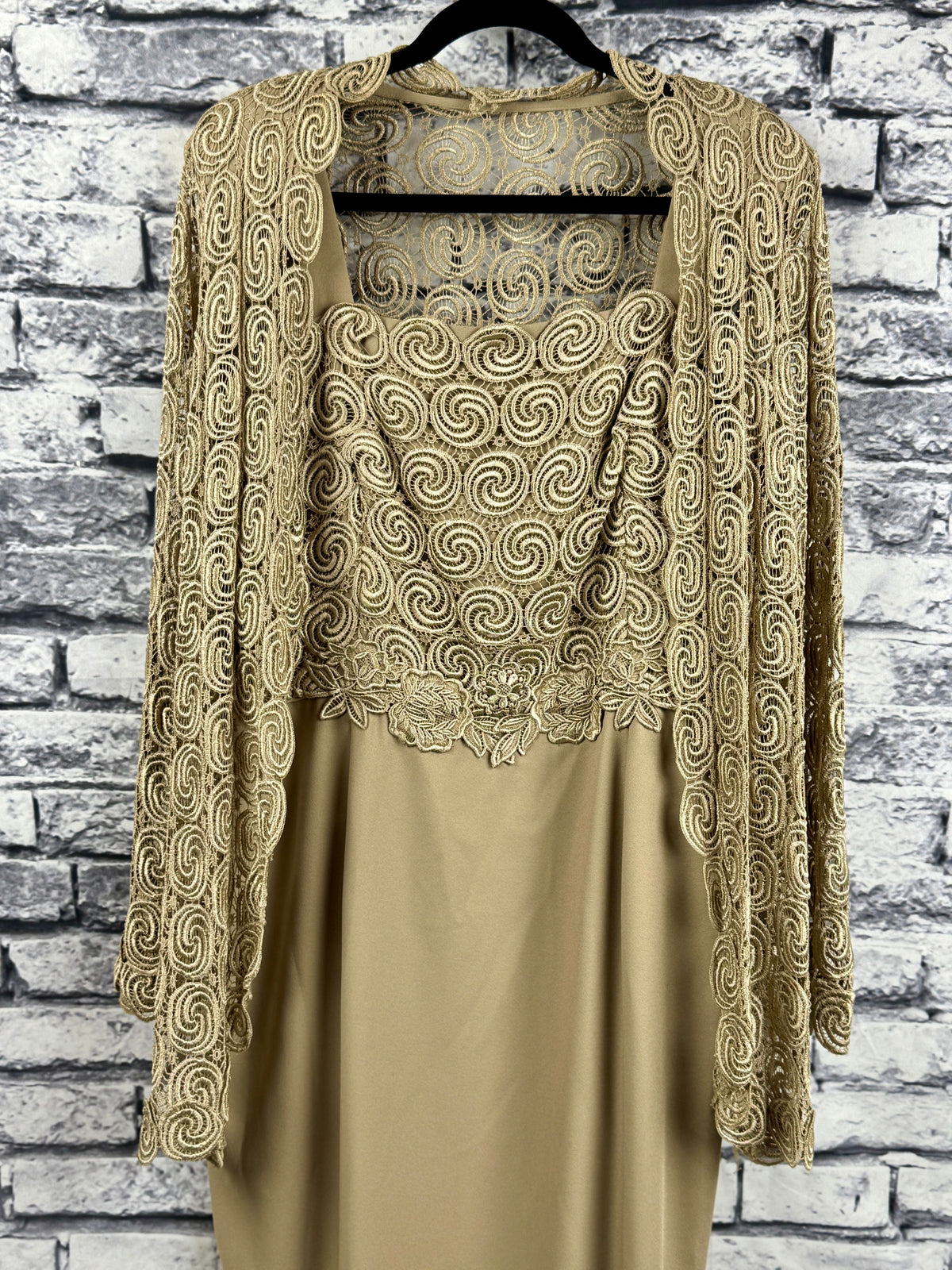 Jovani Tan Lace Dress w/Jacket - Image 3