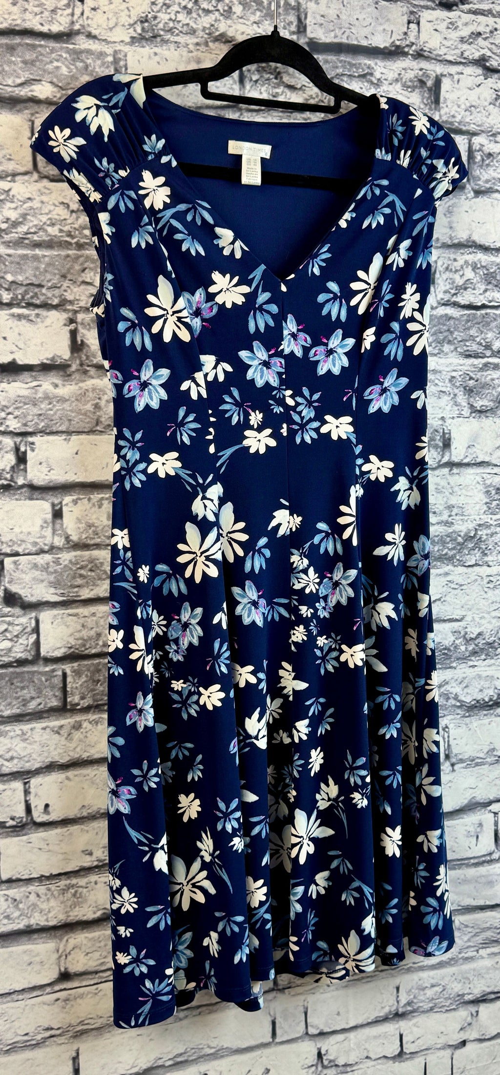 London Times Navy Floral Dress - Image 2