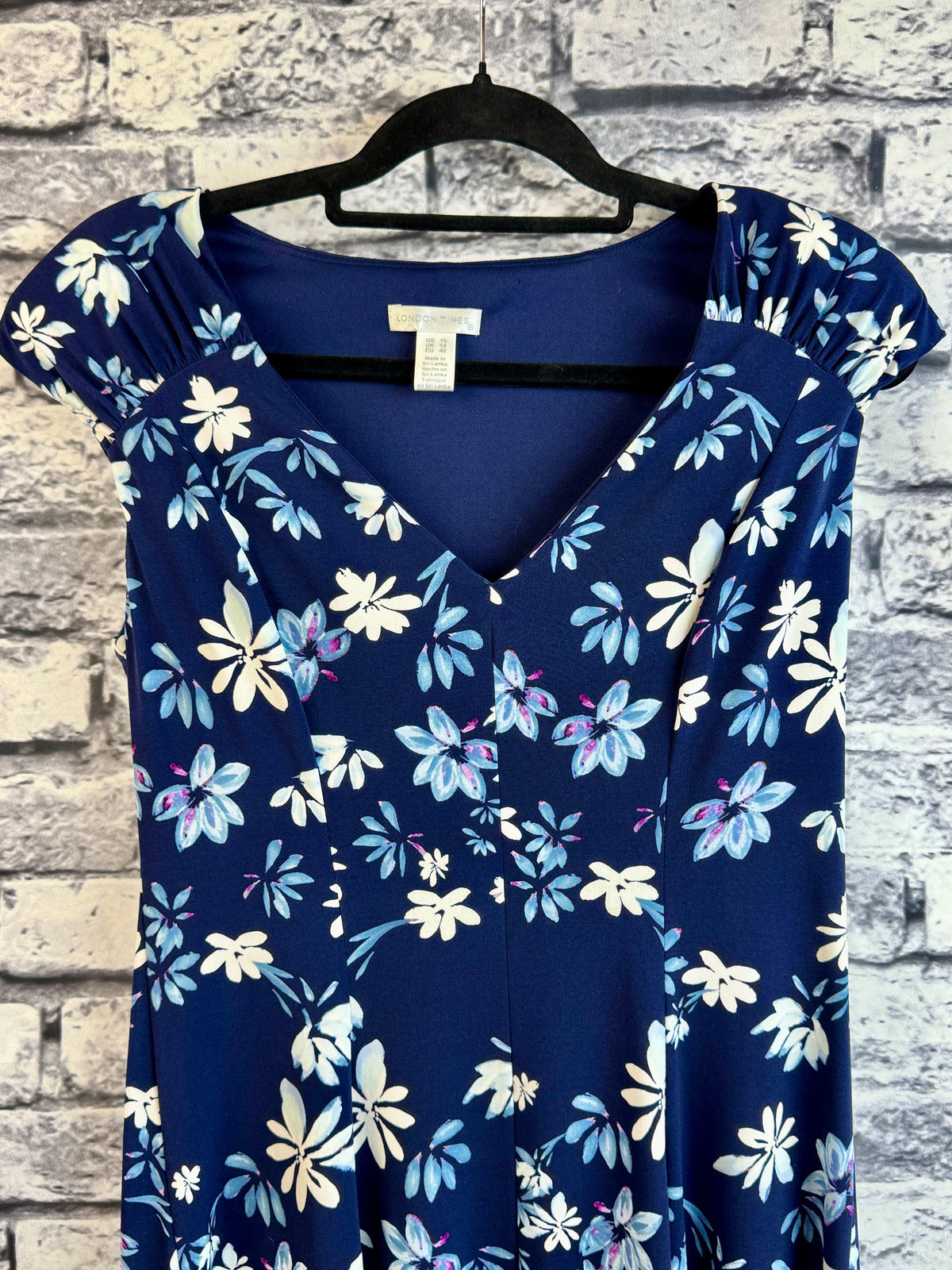 London Times Navy Floral Dress - Image 3