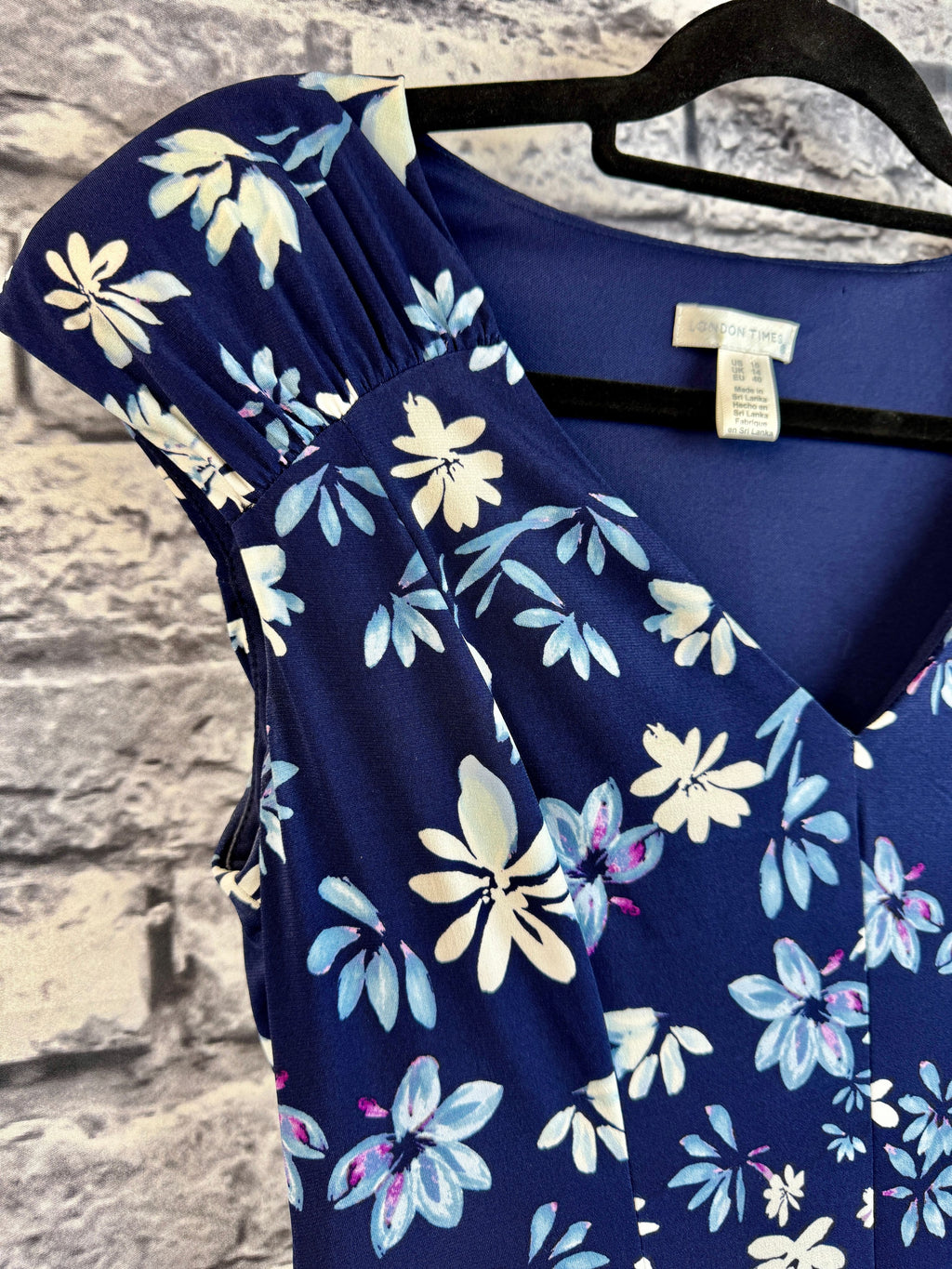 London Times Navy Floral Dress - Image 5