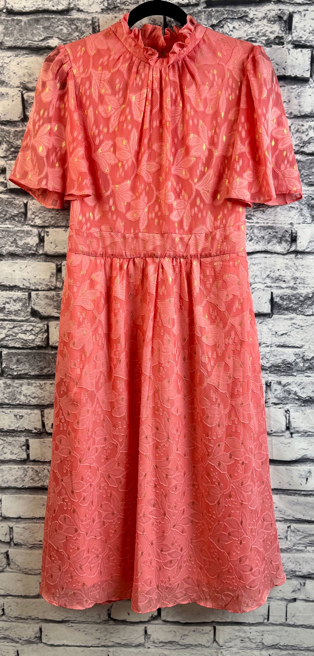 Maia Coral & Gold Dress - Image 1