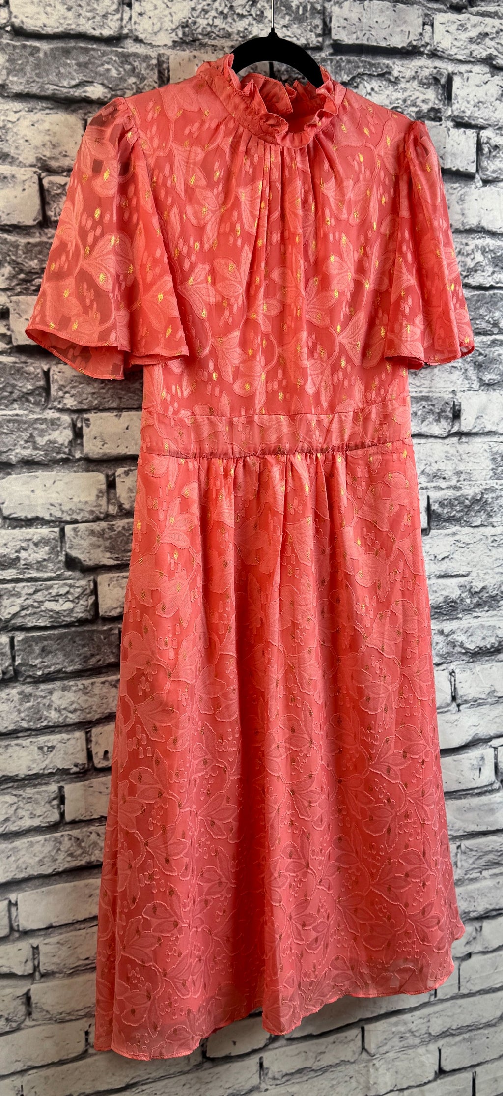 Maia Coral & Gold Dress - Image 2