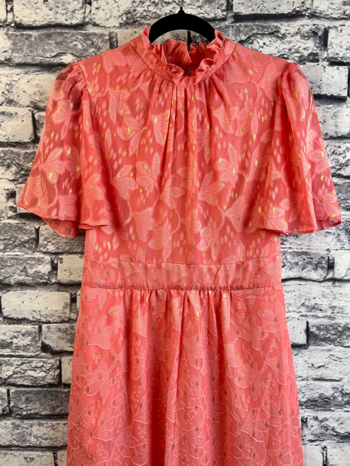 Maia Coral & Gold Dress - Image 4