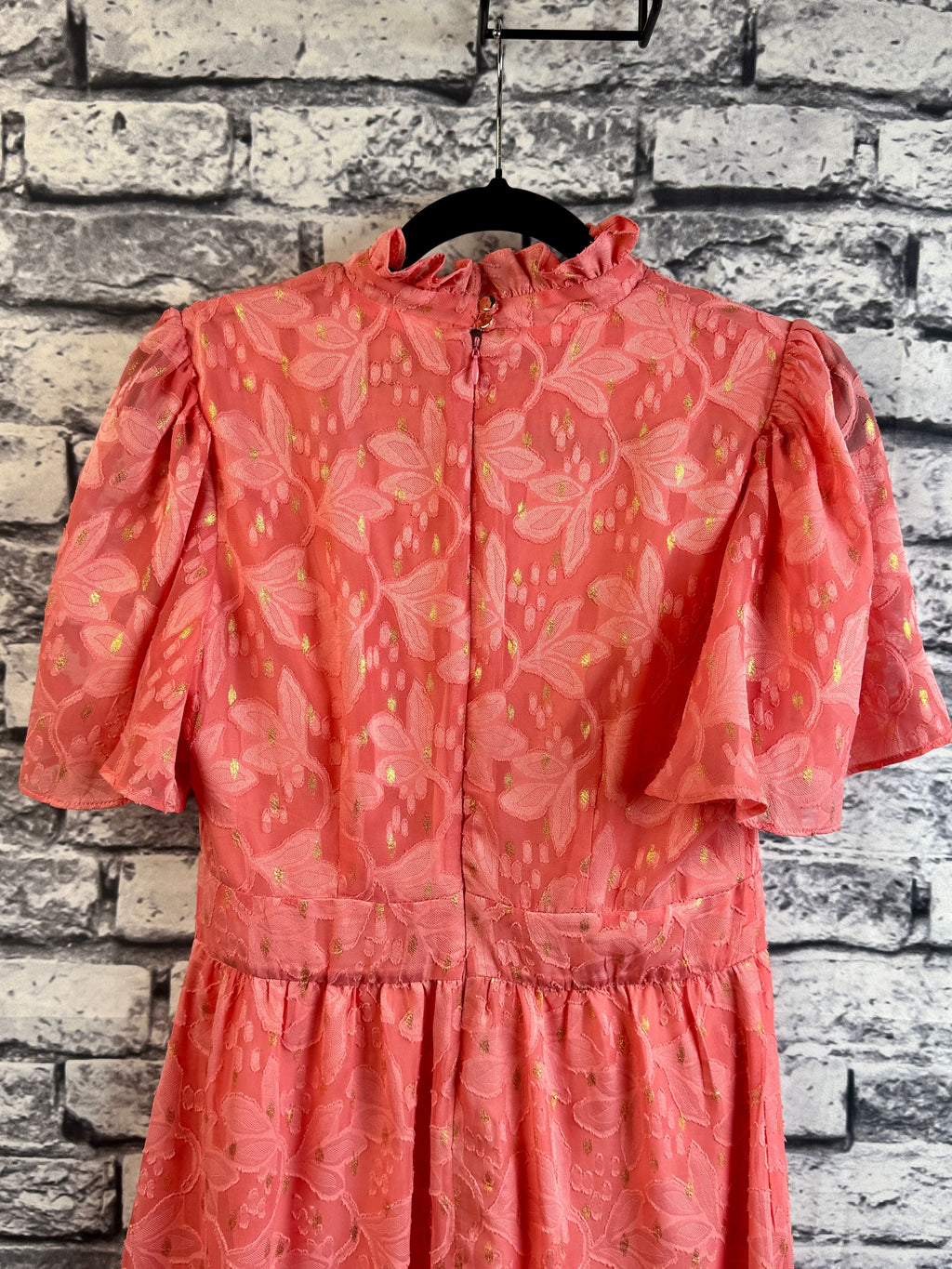 Maia Coral & Gold Dress - Image 6