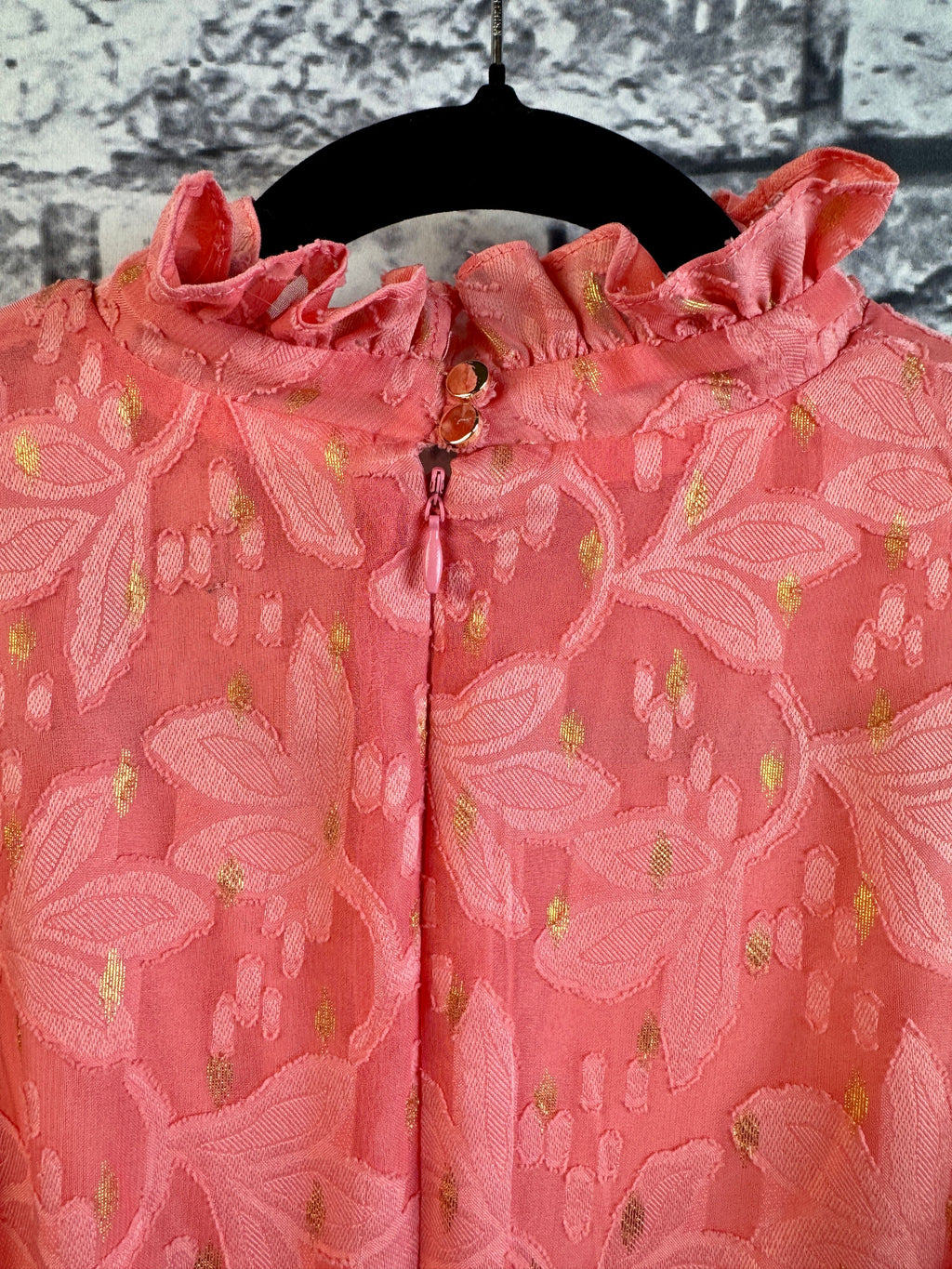Maia Coral & Gold Dress - Image 7