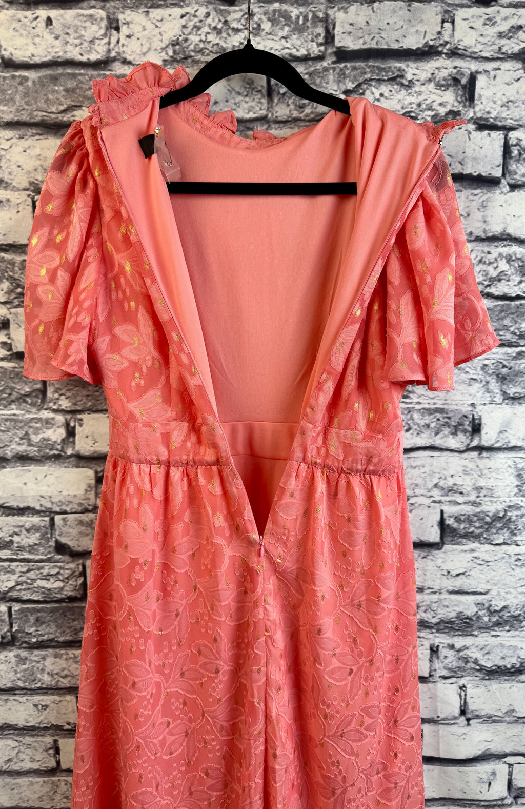 Maia Coral & Gold Dress - Image 9
