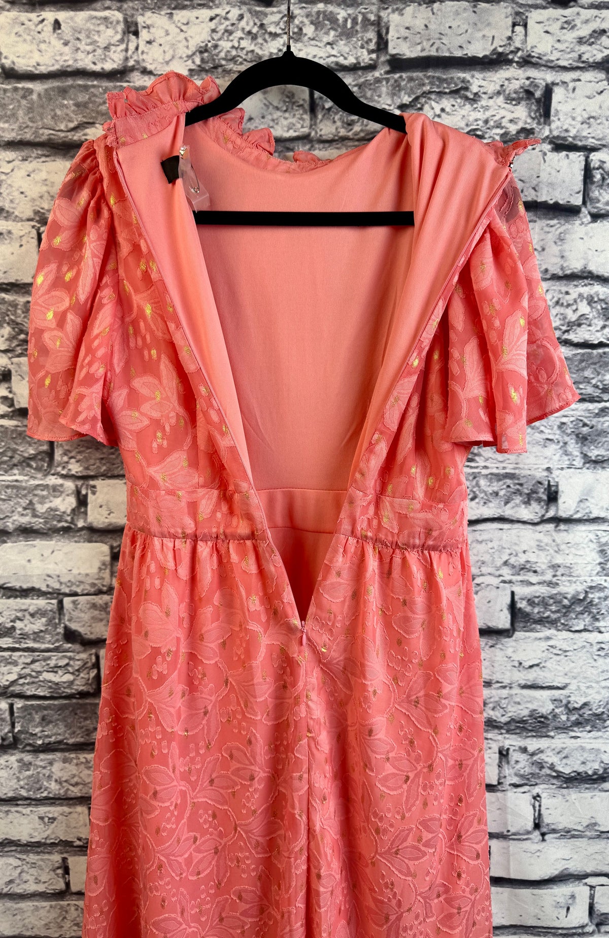Maia Coral & Gold Dress - Image 9