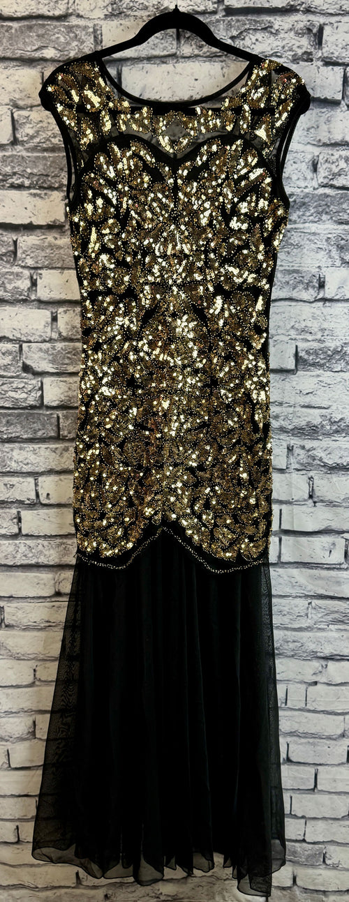 Black & Gold Sequin Dress - Image 1