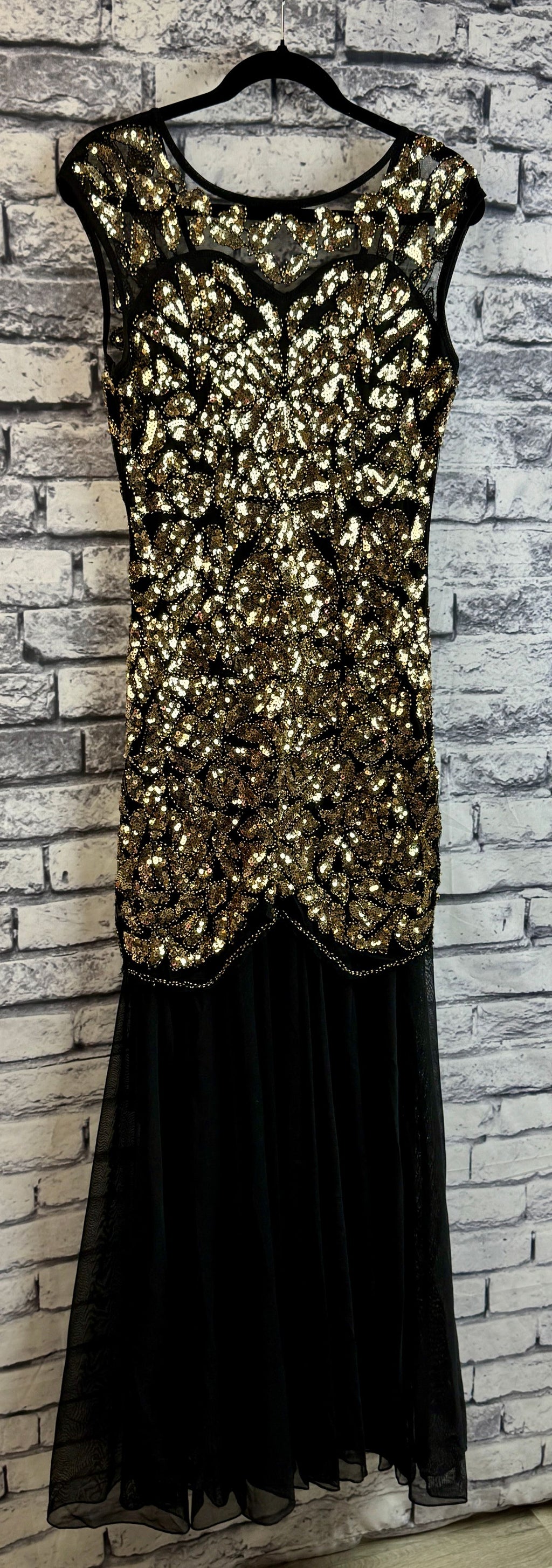Black & Gold Sequin Dress - Image 2