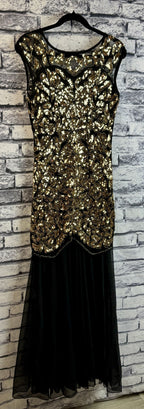 Black & Gold Sequin Dress - Image 2