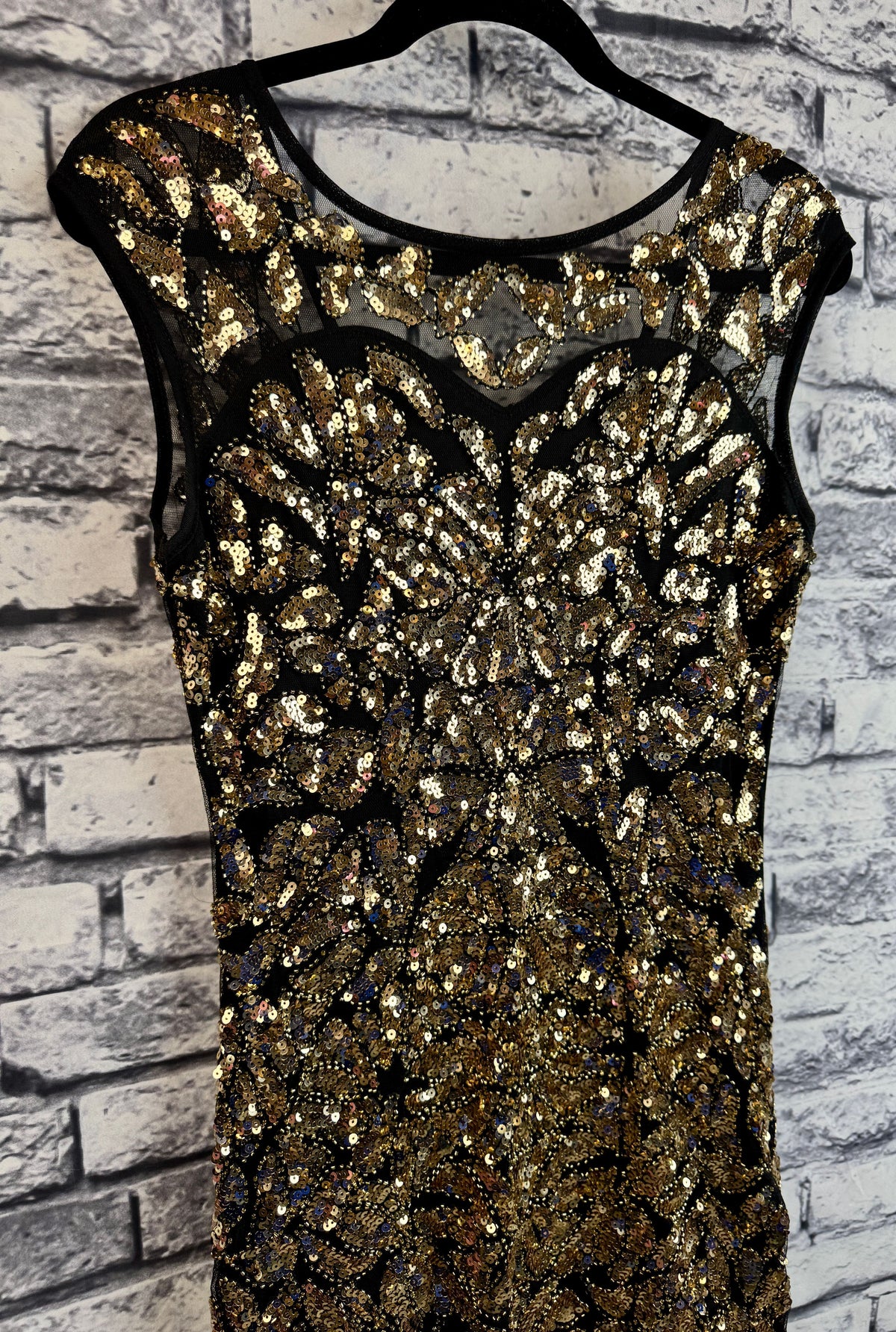 Black & Gold Sequin Dress - Image 3