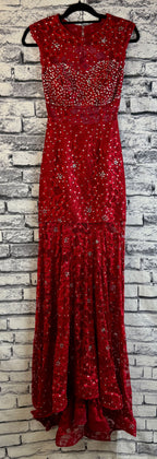 Red Lace Open Back Dress - Image 1