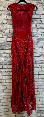 Red Lace Open Back Dress - Image 6