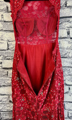 Red Lace Open Back Dress - Image 8